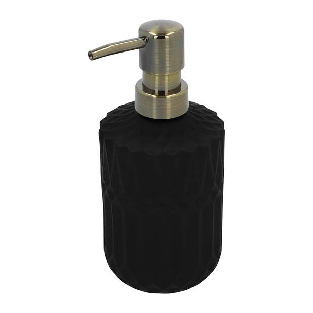 QUVIO Zeepdispenser - Keramiek - 400 ml - Zwart met zwarte zeeppompje