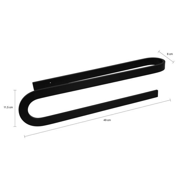 QUVIO Handdoekhouder - 49 cm - Metaal - Zwart