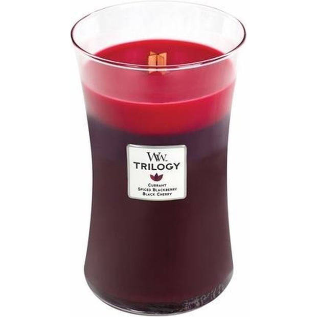 WoodWick - Large Trilogy Hourglass geurkaars - Sun Ripened Berries - Tot 130 branduren