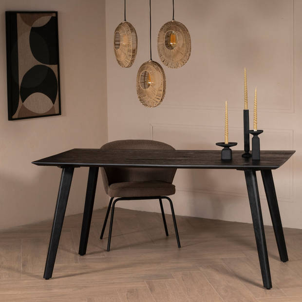 Giga Meubel - Eettafel Zwart - Mangohout - 160cm - Tafel Oslo