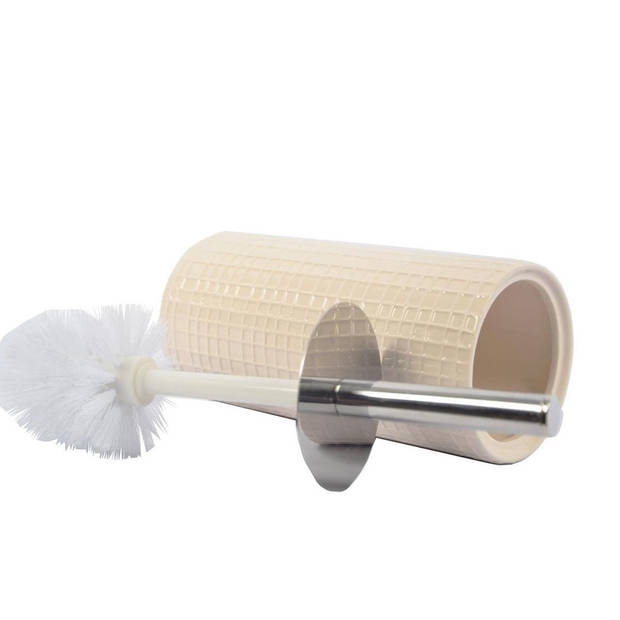 Beige toiletborstel met houder 31,5 cm - Toilet/badkameraccessoires wc-borstel beige