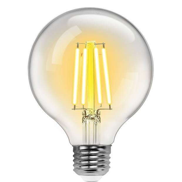 LED Lamp - Smart LED - Aigi Rixona - Bulb G95 - 6W - E27 Fitting - Slimme LED - Wifi LED + Bluetooth - Aanpasbare Kleur