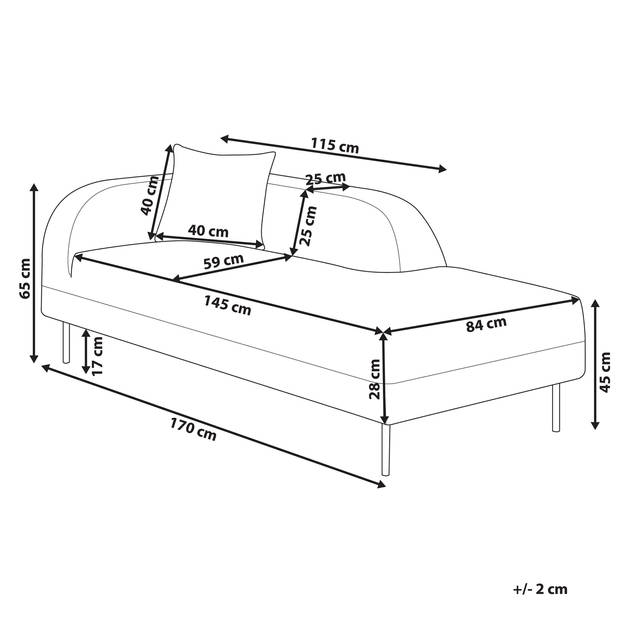 Beliani LE CRAU - Chaise longue-Wit-Bouclé