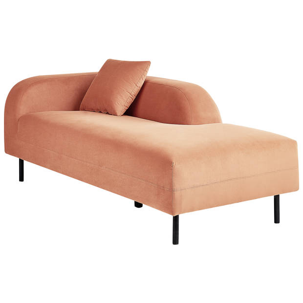 Beliani LE CRAU - Chaise longue-Roze-Fluweel