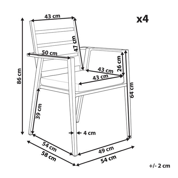 Beliani TAVIANO - Tuinstoel-Zwart-Aluminium