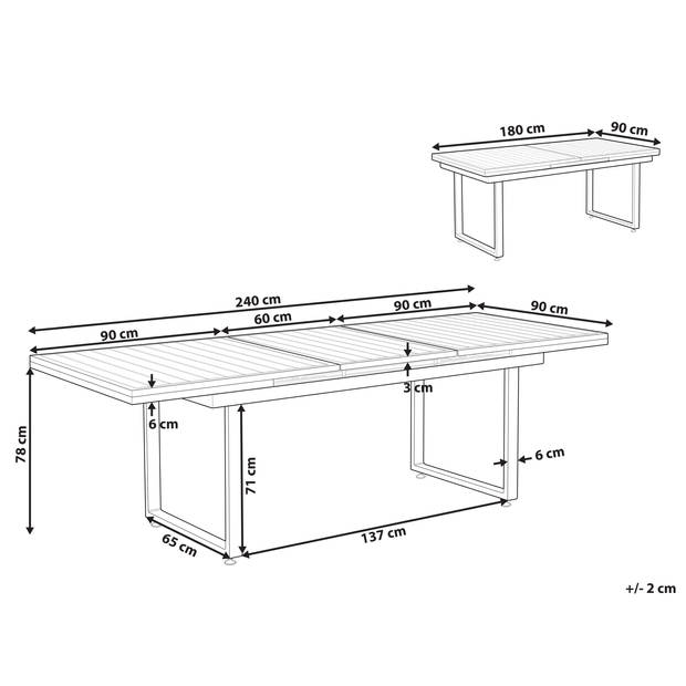 Beliani VALCANETTO - Verlengbare tafel-Zwart-Aluminium