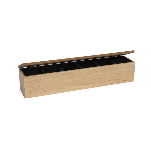 Sakura Tea Theedoos - Hout - 6-vaks - met Fluweel - 43 x 9 cm