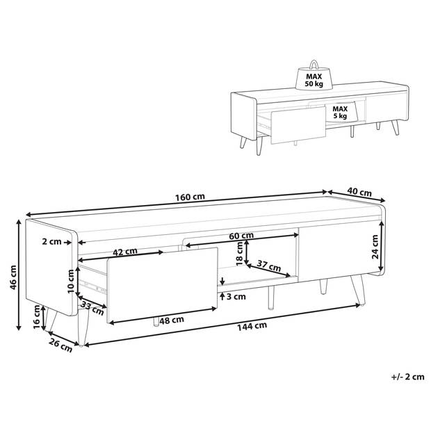 Beliani CUSTER - TV-kast-Wit-MDF