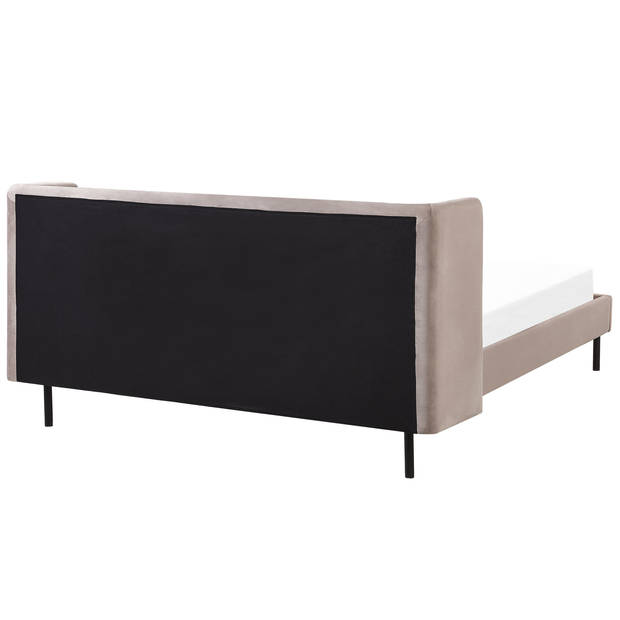 Beliani ARETTE - Tweepersoonsbed-Beige-Fluweel