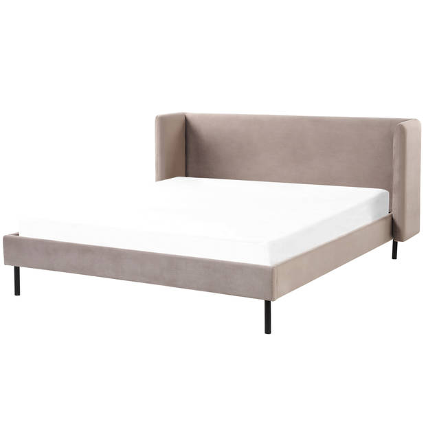 Beliani ARETTE - Tweepersoonsbed-Beige-Fluweel