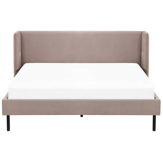 Beliani ARETTE - Tweepersoonsbed-Beige-Fluweel