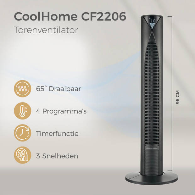 CoolHome CF2205 - Torenventilator met afstandsbediening - zwart