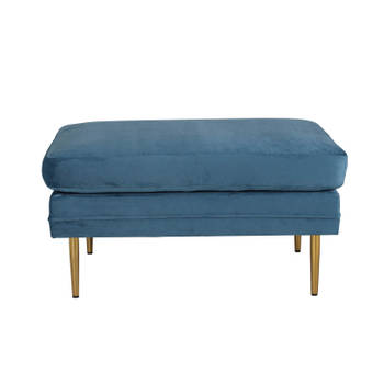 Boom poef, hocker velours blauw, messing.