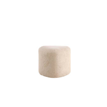 Peg poef, hocker Ø46cm teddystof beige.