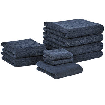 Blokker Beliani MITIARO - Handdoek-Blauw-Katoen aanbieding