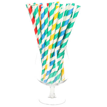 200x Duurzame papieren drinkrietjes gekleurd 21 cm - Drinkrietjes