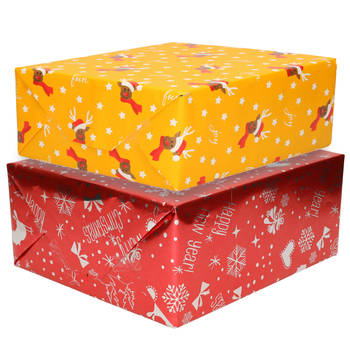 6x Rollen Kerst inpakpapier/cadeaupapier mixprint 250 x 70 cm - Cadeaupapier