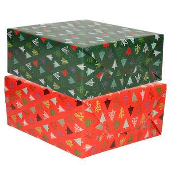 8x Rollen Kerst inpakpapier/cadeaupapier bomen 2,5 x 0,7 meter - Cadeaupapier