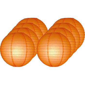 8x Oranje bol lampionnen 25 cm - Feestlampionnen