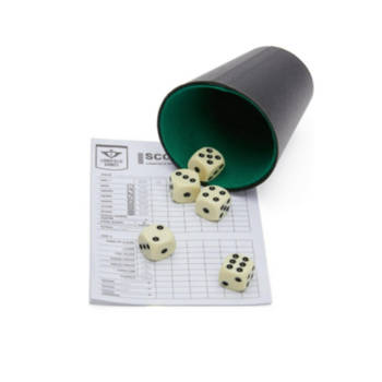 Dobbelset speelset - beker inclusief 5 dobbelstenen en scoreblok - Dobbelspellen