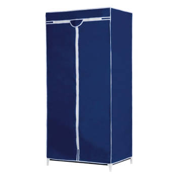 Tijdelijke mobiele kledingkast/garderobekast blauw met rits 160 cm - Campingkledingkasten