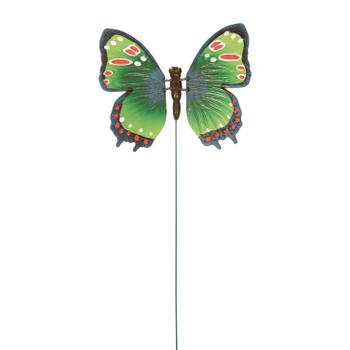 Vlinder groen 15 x 60 cm op steker - Tuinbeelden