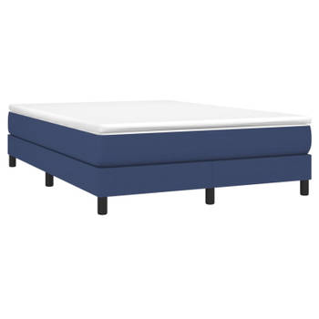 vidaXL Boxspring met matras stof blauw 160x200 cm