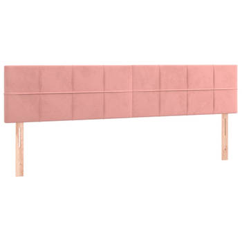 vidaXL Hoofdborden 2 st 100x5x78/88 cm fluweel roze