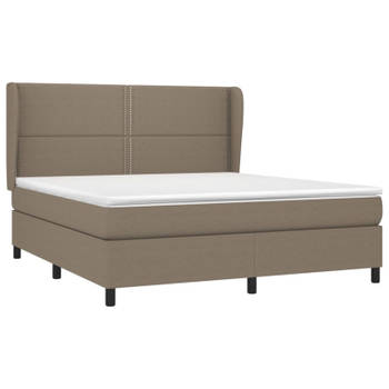 vidaXL Boxspring met matras stof taupe 180x200 cm