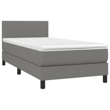 vidaXL Boxspring met matras stof donkergrijs 90x190 cm