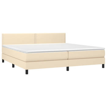 vidaXL Boxspring met matras stof crèmekleurig 200x200 cm