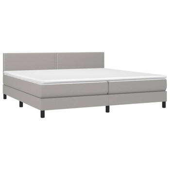 vidaXL Boxspring met matras stof lichtgrijs 200x200 cm