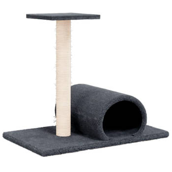 vidaXL Kattenmeubel met tunnel 60x34,5x50 cm donkergrijs