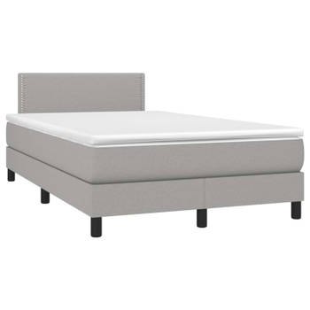 vidaXL Boxspring met matras stof lichtgrijs 120x200 cm