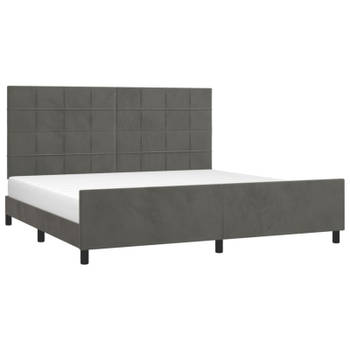 vidaXL Bedframe met hoofdeinde fluweel donkergrijs 200x200 cm