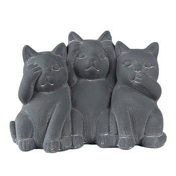 Clayre & Eef Beeld Kat 22x10x16 cm Grijs Steen Woonaccessoires Grijs Woonaccessoires