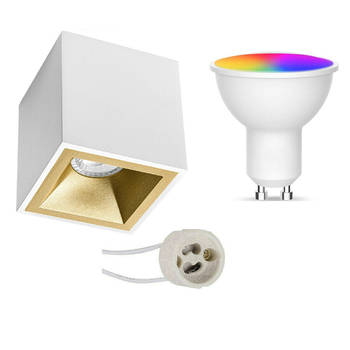 Opbouwspot Set GU10 - Facto - Smart LED - Wifi LED - Slimme LED - 5W - RGB+CCT - Aanpasbare Kleur - Dimbaar -