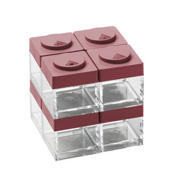 Omada - Brickstore Kruidenpotjes met Strooideksel Set van 8 Stuks - Kunststof - Transparant