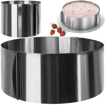 Verstelbare bakvorm/ cakevorm voor zoet en hartig - Bak ring - In diameter verstelbaar van 16 tot 30 cm - Zilver