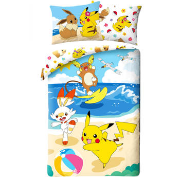 Pokémon Dekbedovertrek Pikachu Scorbunny - Eenpersoons - 140 x 200 cm - Katoen