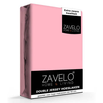 Zavelo Double Jersey Hoeslaken Roze-1-persoons (90x220 cm)
