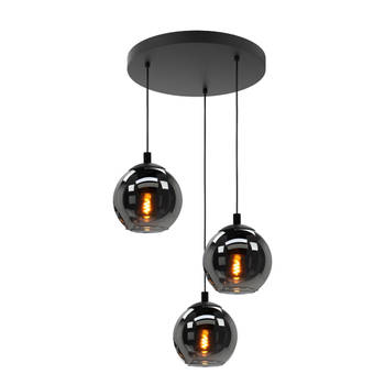 EGLO Ariscani Hanglamp - eetkamer - Ø 42,5 cm - Rookglas - 3 lichts - Zwart