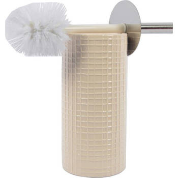 Beige toiletborstel met houder 31,5 cm - Toilet/badkameraccessoires wc-borstel beige