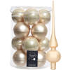 Decoris kerstballen 16x stuks 8 cm incl. piek mat champagne - glas - Kerstbal