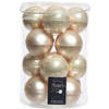 Decoris glazen kerstballen 16x stuks champagne 8 cm mat/glans - Kerstbal