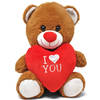 Donker bruine pluche knuffelbeer/teddybeer met I love you hartje 20 cm - Knuffelberen