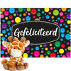 Keel Toys pluche giraffe knuffel 14 cm met Gefeliciteerd A5 wenskaart - Knuffeldier