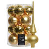 Decoris kerstballen 16x stuks 8 cm incl. piek mat goud - glas - Kerstbal