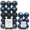 Decoris kerstballen 42x stuks donkerblauw 6 cm kunststof - Kerstbal