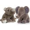 Pluche knuffels neushoorn en olifant safari vriendjes 25 cm - Knuffeldier